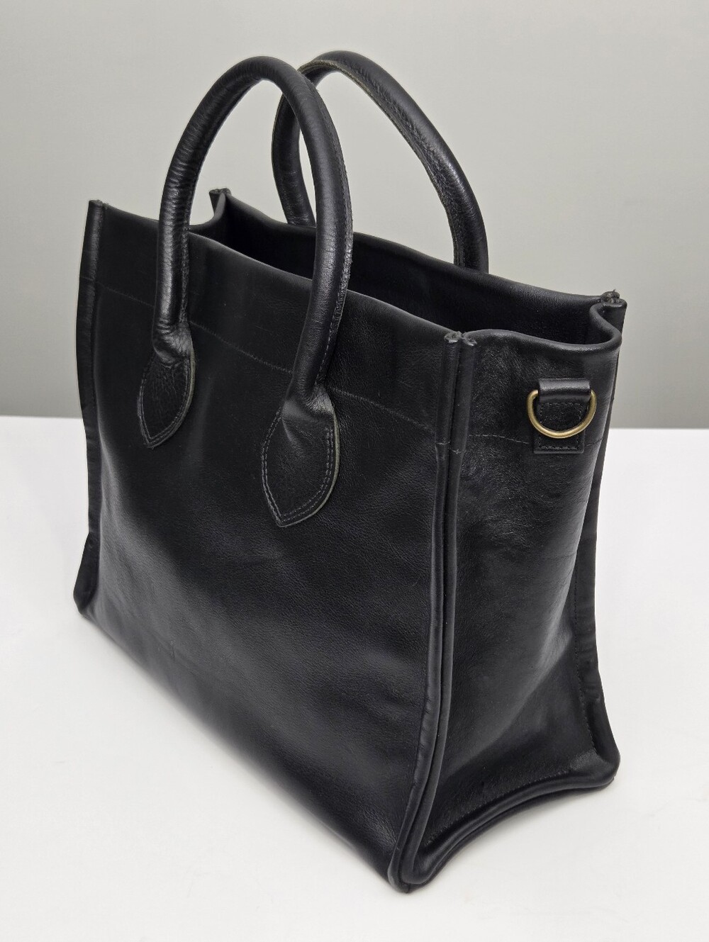 EXCELLENT PARKER THATCH PARKER LEATHER TOTE BAG - BLACK - Picture 5 of 8